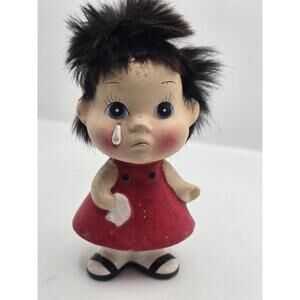 Vtg Enesco CAPRICIOUS CHARACTERS Pearl Tear Drop 5" Doll Soft Hair